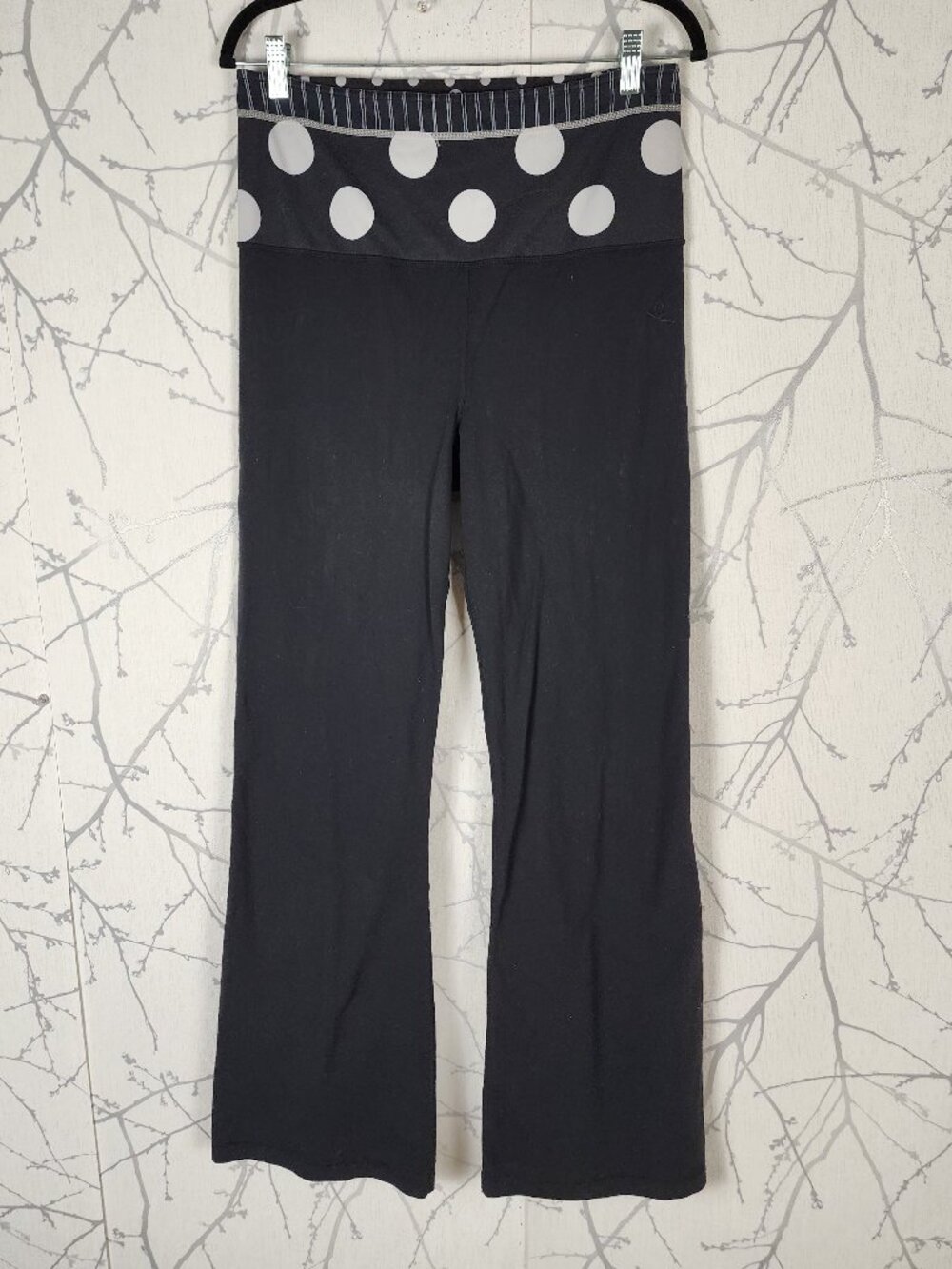 Lululemon Polkadot Luon Foldover Waistband Flare Leggings